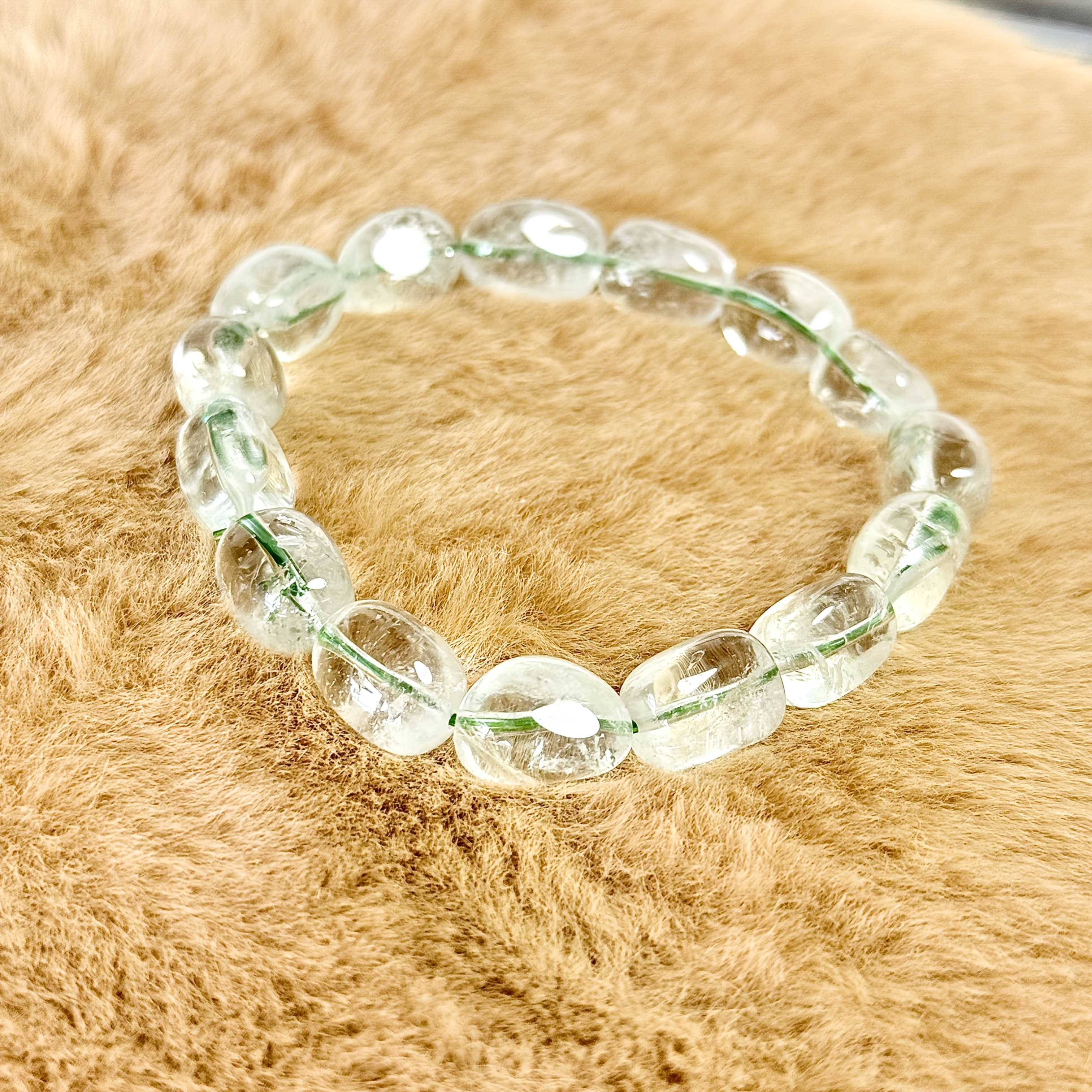 9mm Irregular Natural Green Sugar Drop Crystal Beaded Bracelet