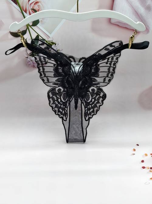 embroidery sheer thong lace low t back panties for women