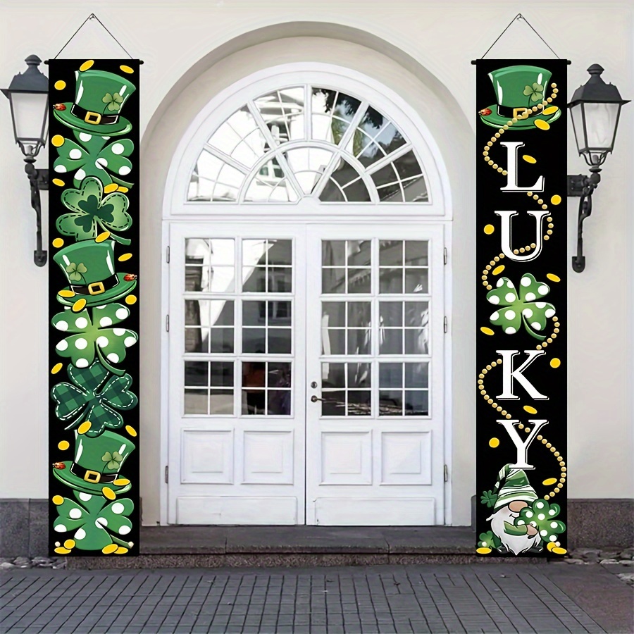 

's Day Shamrock Banner - Irish Welcome Sign For Front Porch, Home & Party Decorations, Polyester