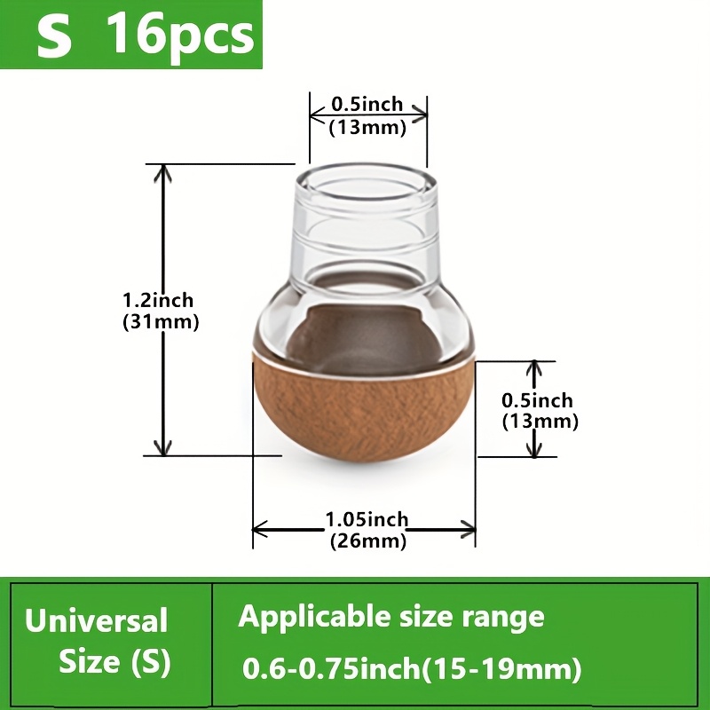 Image of 16 Pack Chair Leg Floor Protectors, Round Felt Furniture Pads, Suitable For Chairs/tables On Hardwood/tile Floors, Chair Leg Caps Transparent Brown)
