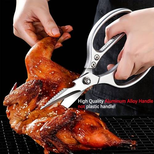 8.5-Inch Kitchen Scissors Multi-Functional Stainless Steel Scissors Professional Aluminum Alloy Handle Chicken Bone Scissors