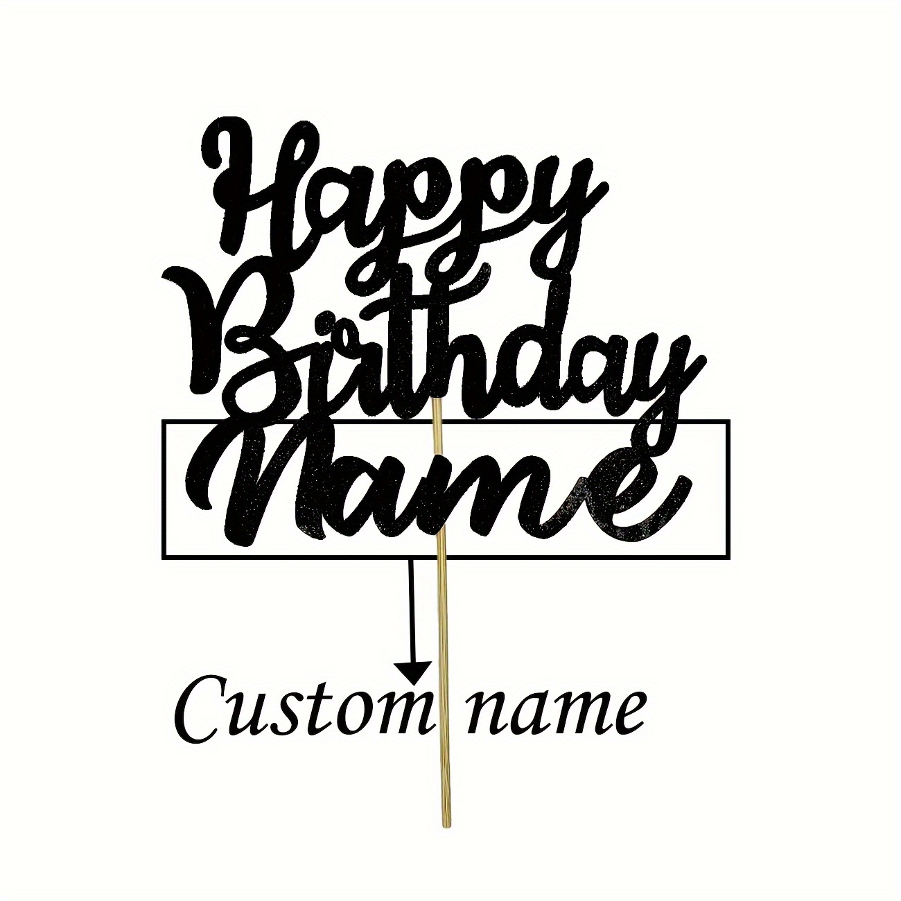 1pc, Personalized Happy Birthday Cake Hat, Customized Name Cake Decoration, Double Sided Flash Card