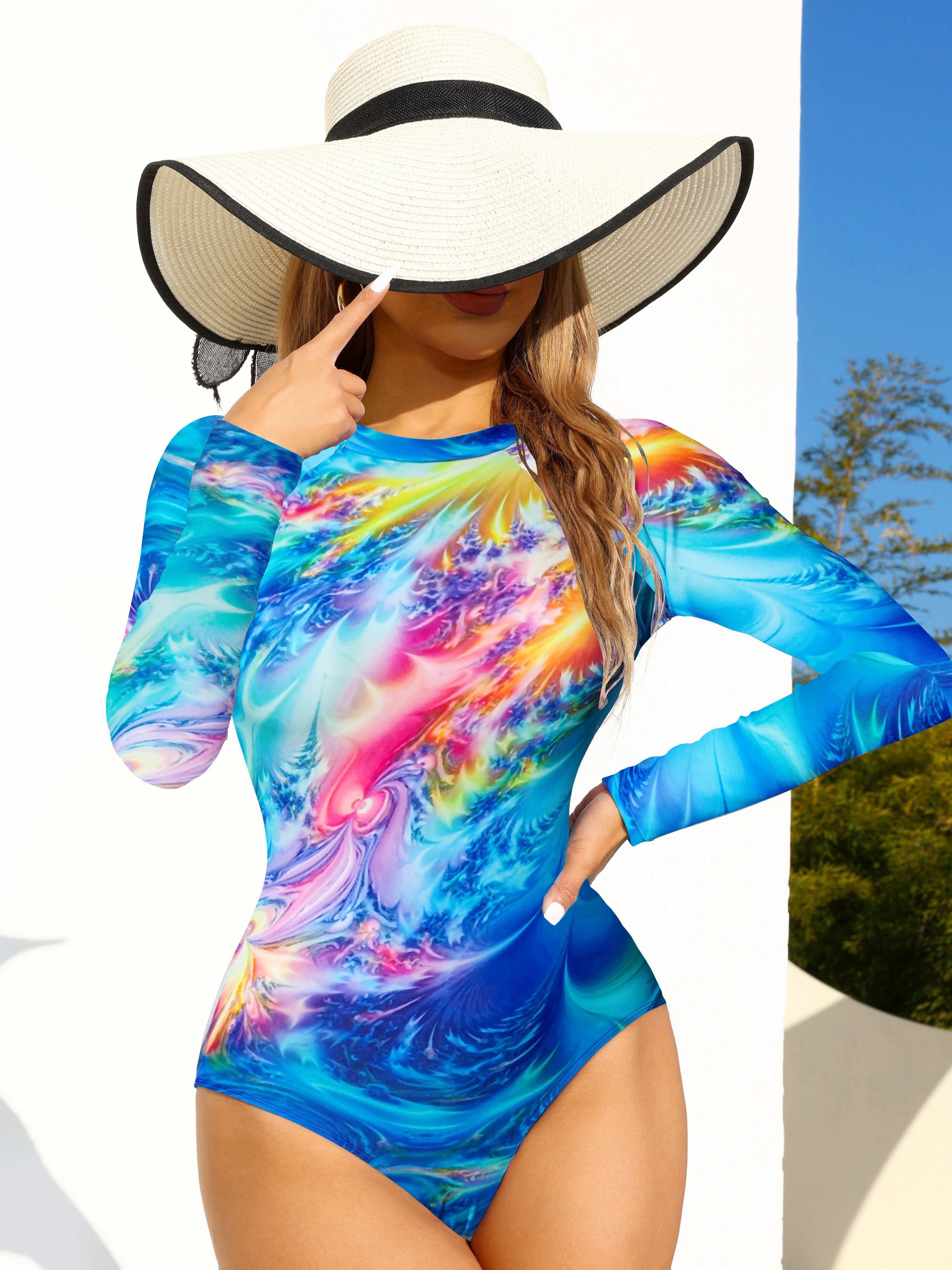 Abbigliamento Costume Intero Con Maniche Costume Bagno Stampa A Maniche  Lunghe E Temu Italy