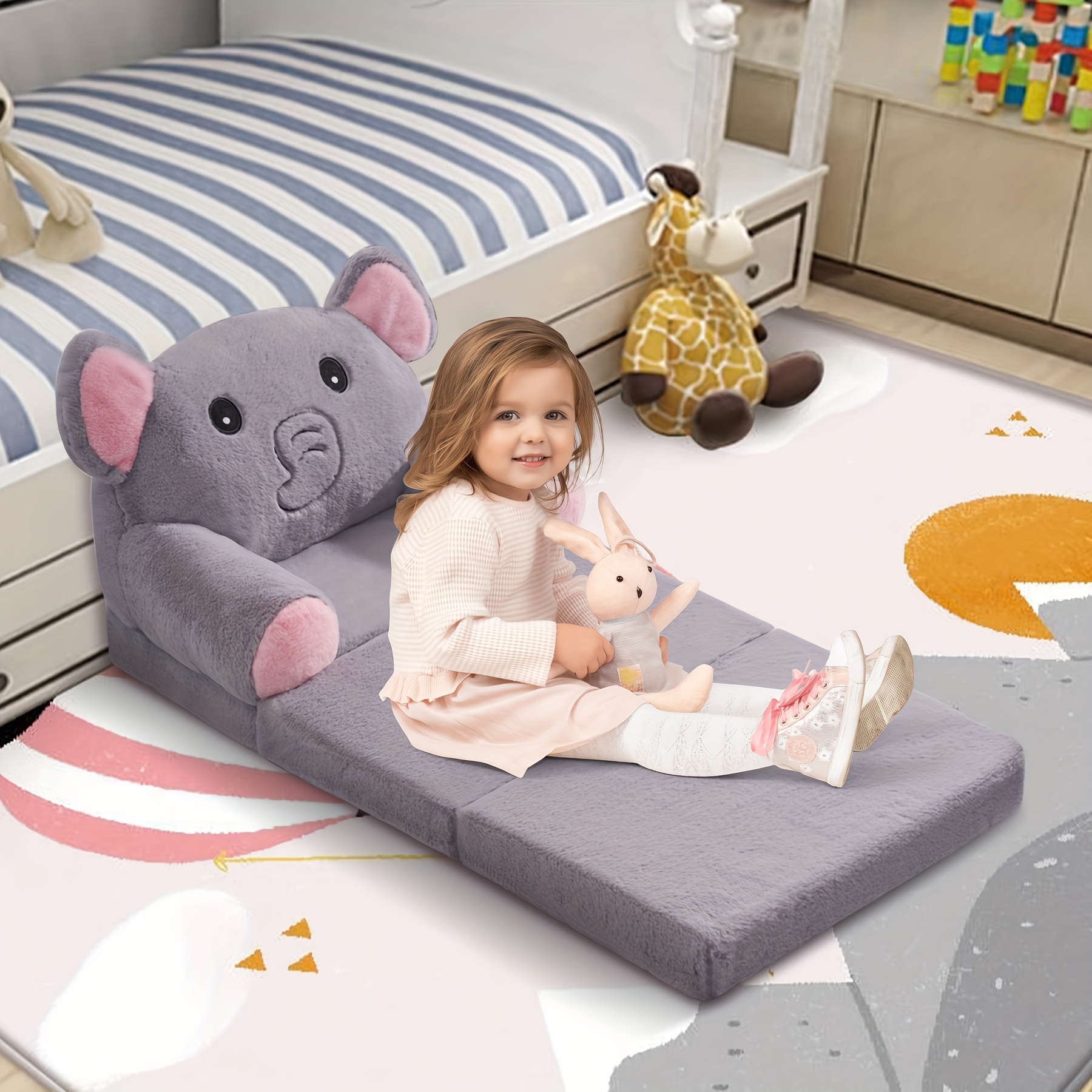 kids sofa chair for 2 in 1 folding soft couch velvet of coral washable polyester memory foam foldable sofa for girls boys 3 sofa for kid details 6