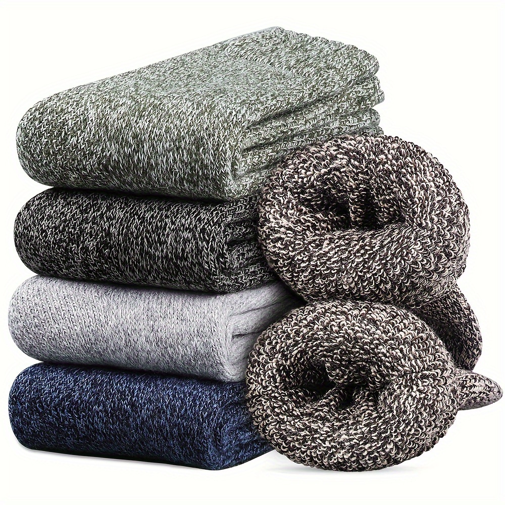 TEMU 5 Pairs Mens Velvet Velvet Socks - Thick, Warm Winter Socks, Hiking Socks Soft Casual Socks For Men - For Men - Suitable For Winter & Outdoor