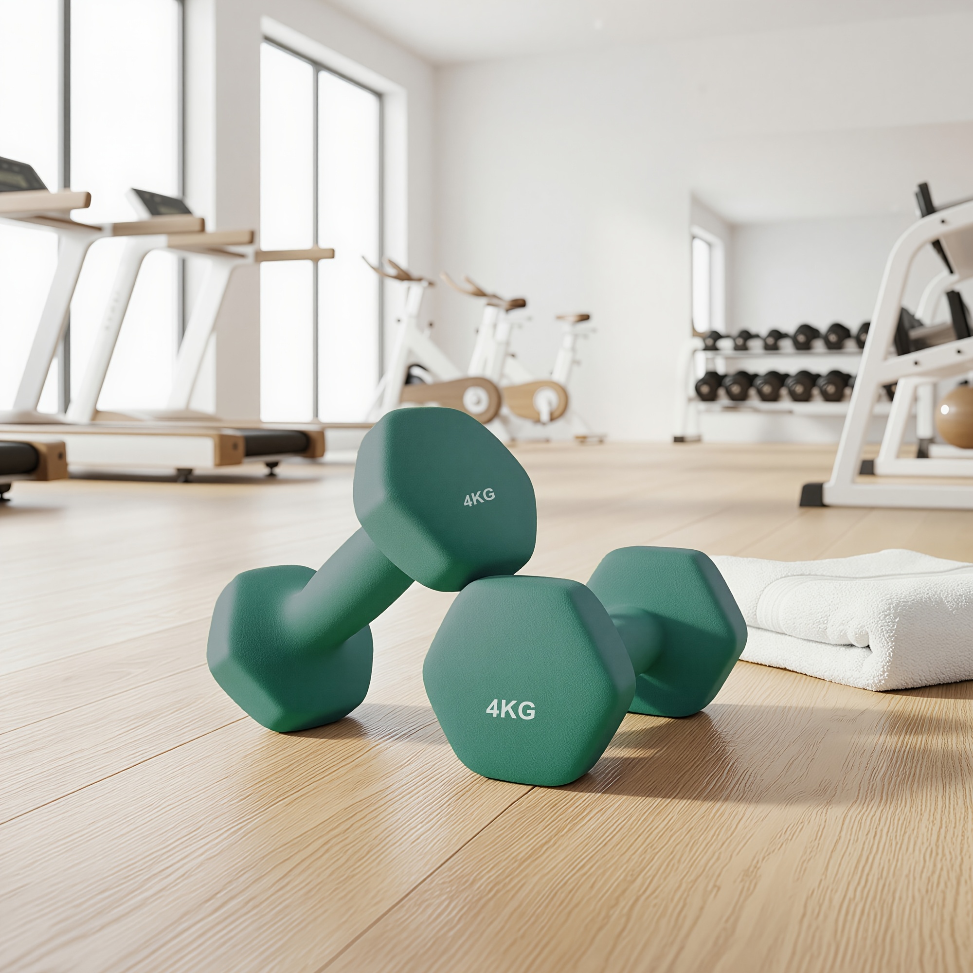 TEMU 2 X 4kg (2pcs), Dumbbell Set, Suitable For Indoor Fitness, Exercise, And Strength Training, Green