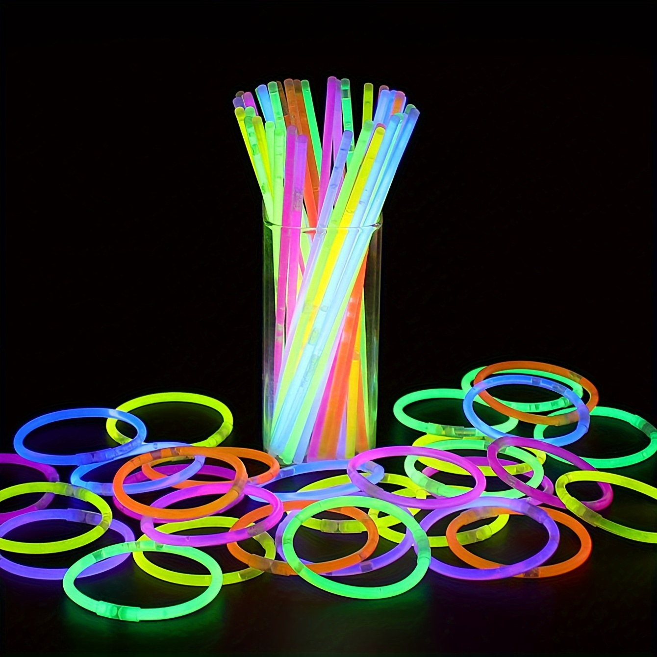 

50pcs/100pcs, Glow Stick Bracelets Light-up Toys Disposable Glowsticks Night Lights Concert Props Holiday Party Accessories Holiday Party Gifts