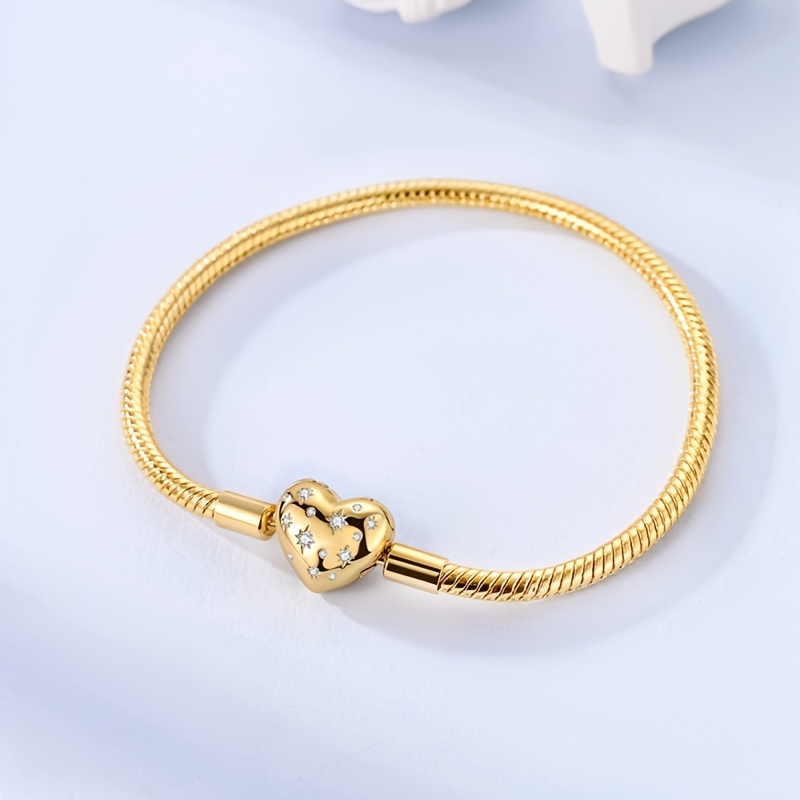 925 Love Heart Snake Bone Bracelet, Modern Elegant Design