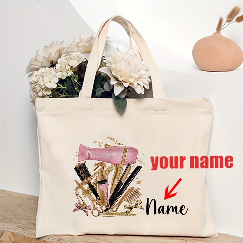 TEMU A Personalized Hairstylist Pattern Tote Bag, Suitable For Travel And Daily Commuting, Designed For Women. This Reusable Shopping Bag Customized
