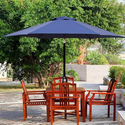 9ft outdoor patio umbrella with 8 sturdy alloy steel ribs uv protection push button tilt navy blue polyester canopy for pool deck backyard garden umbrella garden umbrella contemporary umbrella durable polyester canopy umbrella outdoor patio