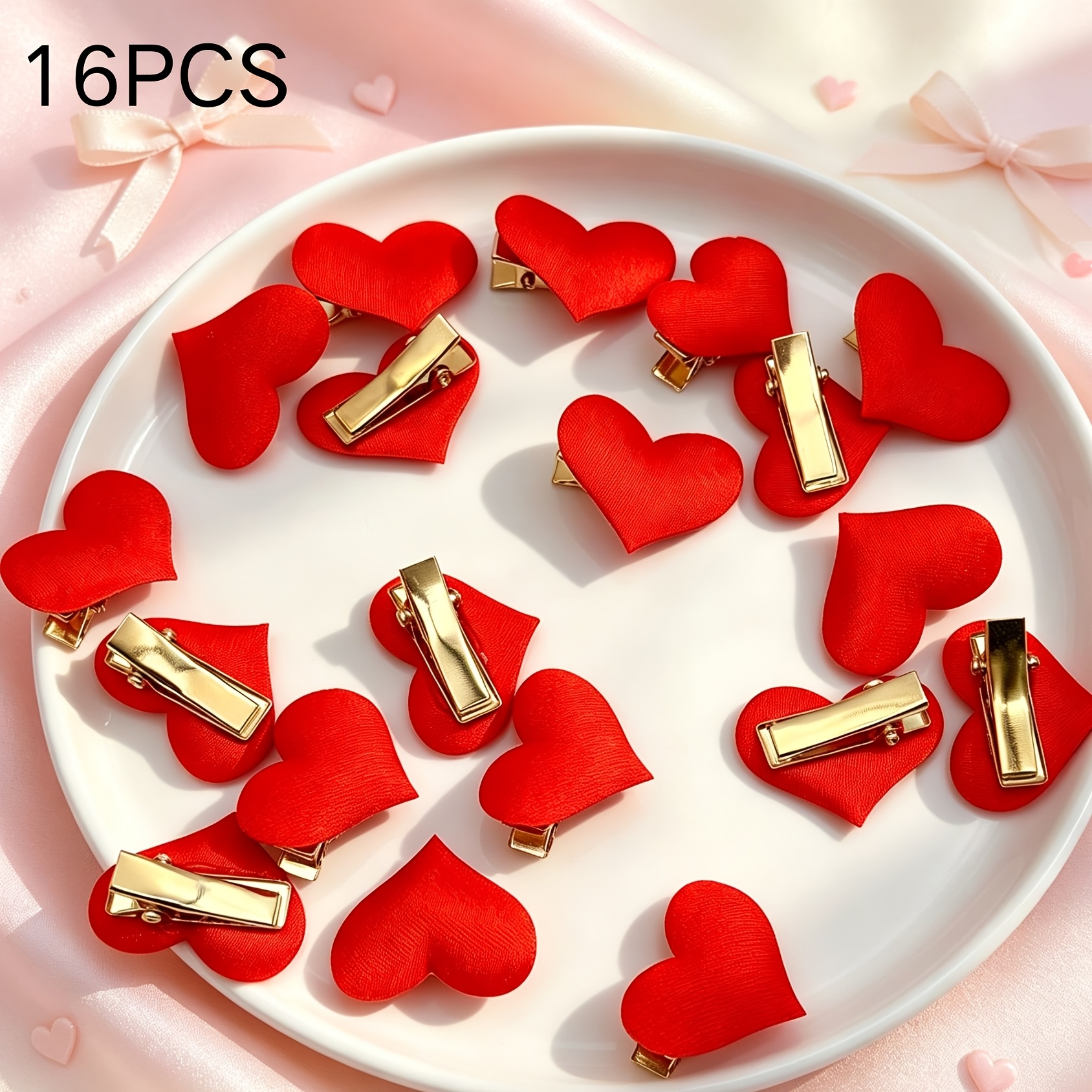 TEMU Cute Red Heart-shaped Hair Clip, Easy Heart-shaped Duckbill Clip, Suitable For And Everyday Wear