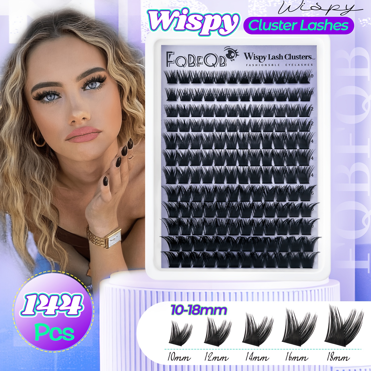 Image of 144pcs Of Lash Clusters, Of 10-18mm Eyelash Extensions Ideal For Beginners, Perfect For A 3d Effect For Everyday Use, Parties, Home, Travel, And Music Festivals