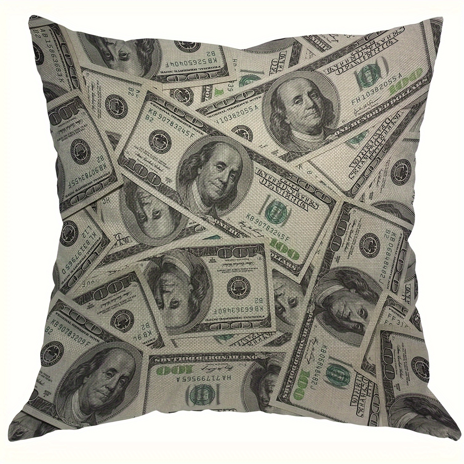 

1pc Short Plush Throw Pillow Hundred Dollars Money Cash Commercial Business Financial Currency Short Plush Decor 18x18 Inch Without Pillow Core