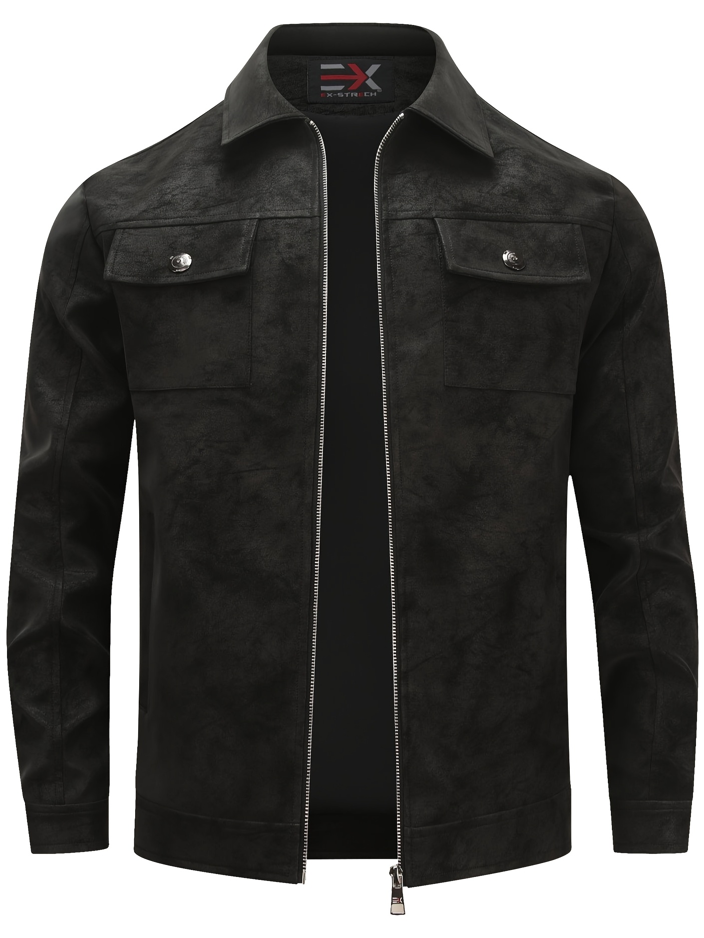 ex strech mens lightweight pu jacket brown formal casual coat zipper closure non stretch office party everyday outerwear for men suedelike texture polyester lining party coat   fit durable material stylish coat professional attire