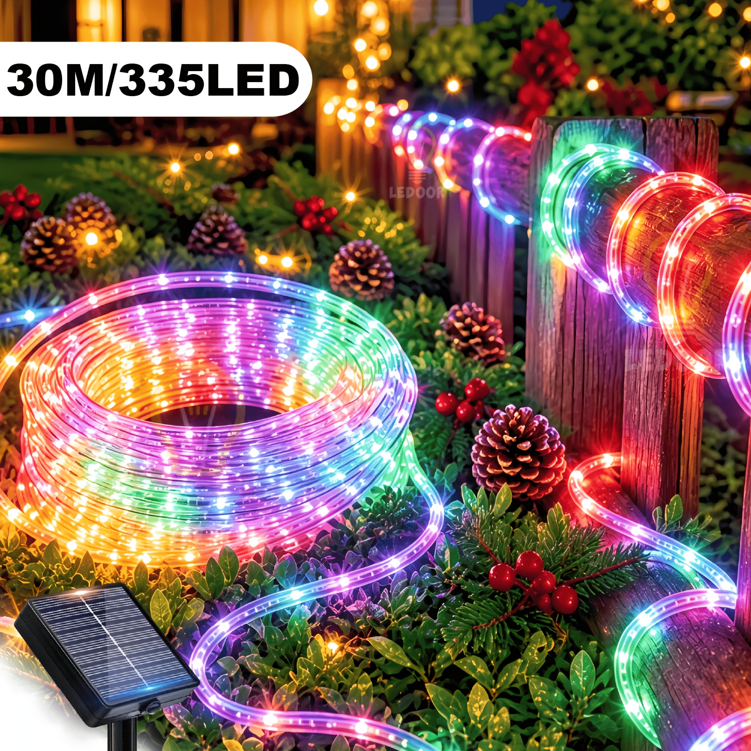 TEMU Solar Outdoor Led String Lights, 50/100/200/300 Leds, Home Flexible Fairy Lights, 12 Lighting Modes, Suitable For Christmas, Weddings, Gardens,