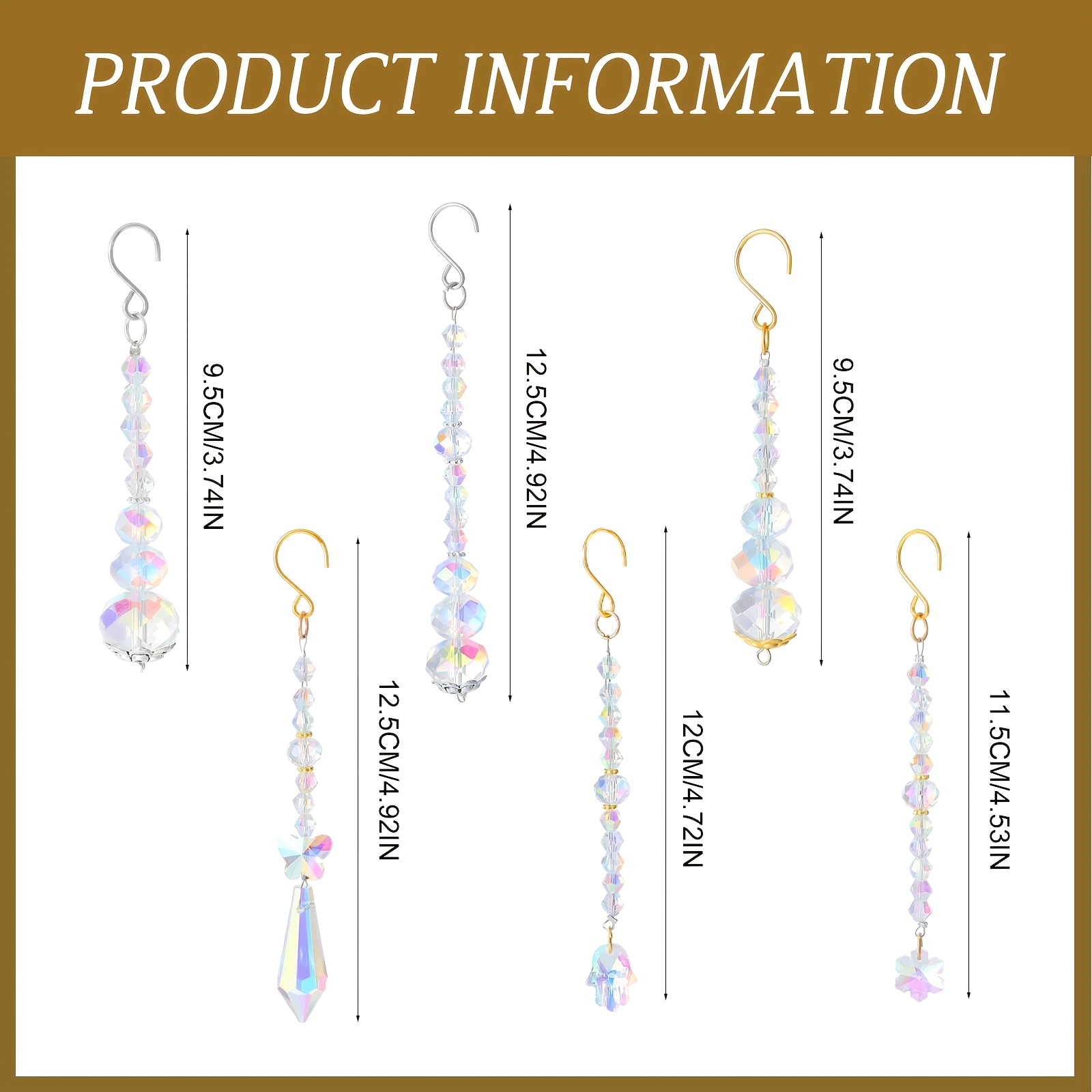 TEMU 6 pièces Attrape-soleil en cristal Décorations de plantes Breloques Prisme suspendus pour fenêtre Jardin intérieur Pot de fleurs Support de
