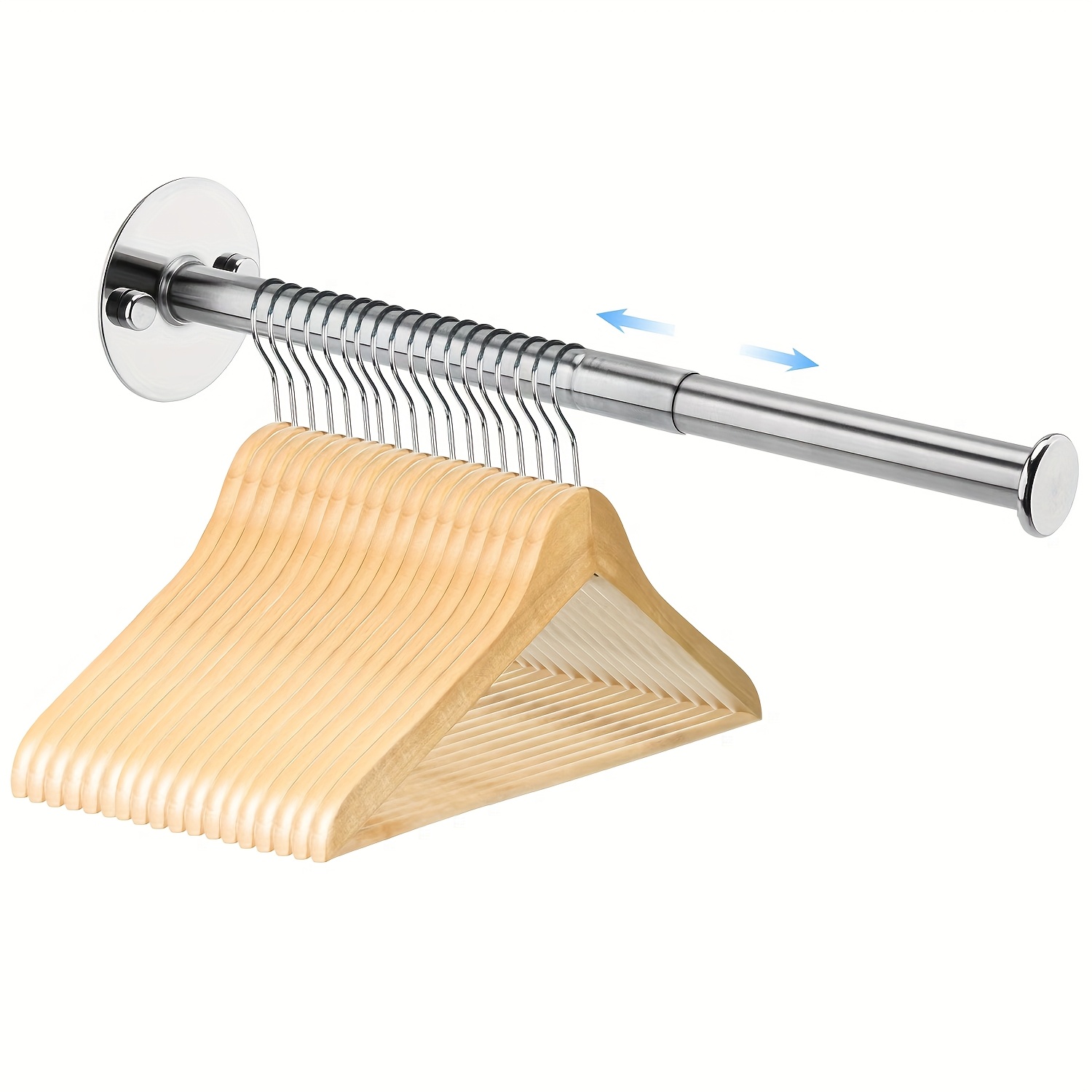 TEMU 1pc Clothes Hanger Storage Rack Stainless Steel Storage Rack Telescopic Storage Organizer Wall-mounted Installation Drilling Installation