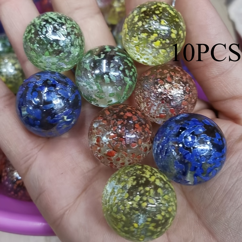 TEMU 10pcs Per Pack, 25mm Random Mixed-color Transparent Sesame Glass Marbles. Suitable For Aquarium Decoration, Flower Pots, Glass Bottle