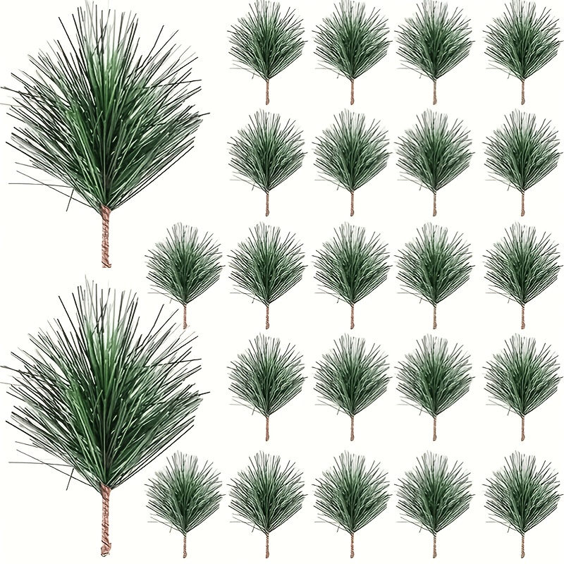 TEMU 35pcs Simulated Pine Needle Branches, Suitable For Christmas Wreaths, Flower Arrangements, And Holiday Decorations | High Quality Artificial