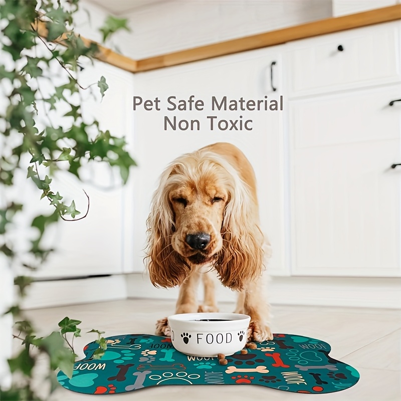 TEMU Non-slip Quick-dry Geometric Paw Print Dog Feeding Mat - Durable Polyester Pet Food & Water Bowl Pad For Small To Medium Dogs, Easy- With For Safety & , Dog Feeding Accessories, Dog Owners