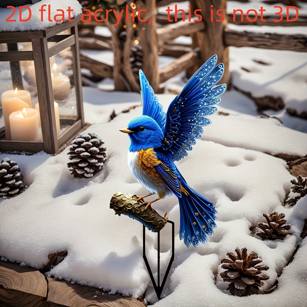 

Vintage Blue Hummingbird Decorative Garden Stake, Plastic Animal Theme, Floor Mount, No Battery Required, Ideal For Valentine's Day Outdoor Decor