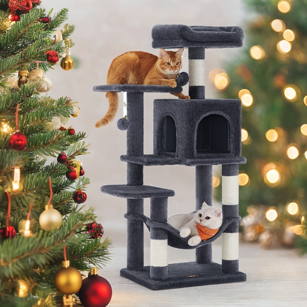 

Feandrea 44.1-inch Cat Tree, Cat Tower - Multi-level Cat Condo With 4 Cat Scratching Posts, 2 , , , Indoor Toy For Kittens & Cats To Exercise/rest, Furniture, Home Furniture, Easy And Sturdy