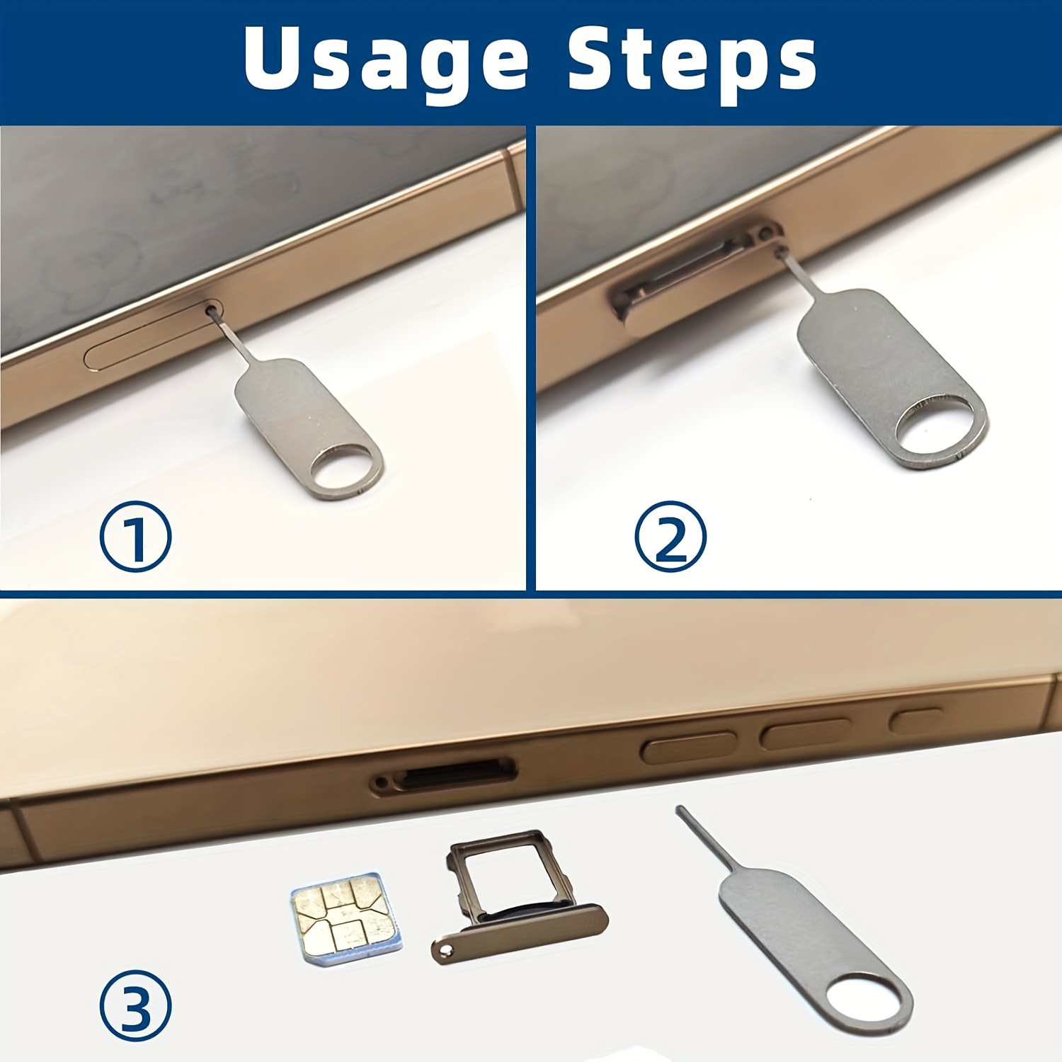 SIM Card Tray Remover Eject Pin Key Tool for Smartphones & Tablets