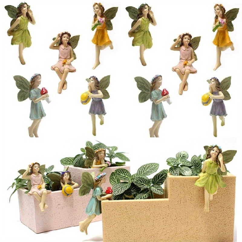 

10pcs Miniature Fairies Figurine Fairies Potted Plants Ornaments Statue Decor For