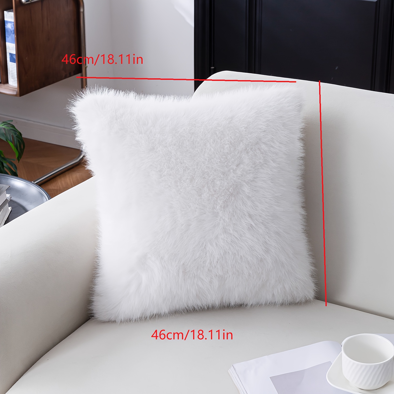 TEMU : Coussin Carré en Fausse Fourrure de Renard avec Insert - Coussin et pour Décoration de Chambre et Salon