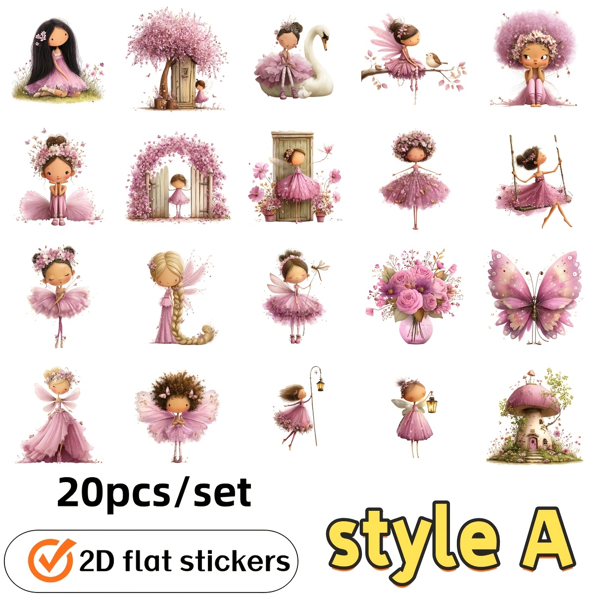 2d Flat Stickers 20pcs/set Series Stickers, 2d Flat