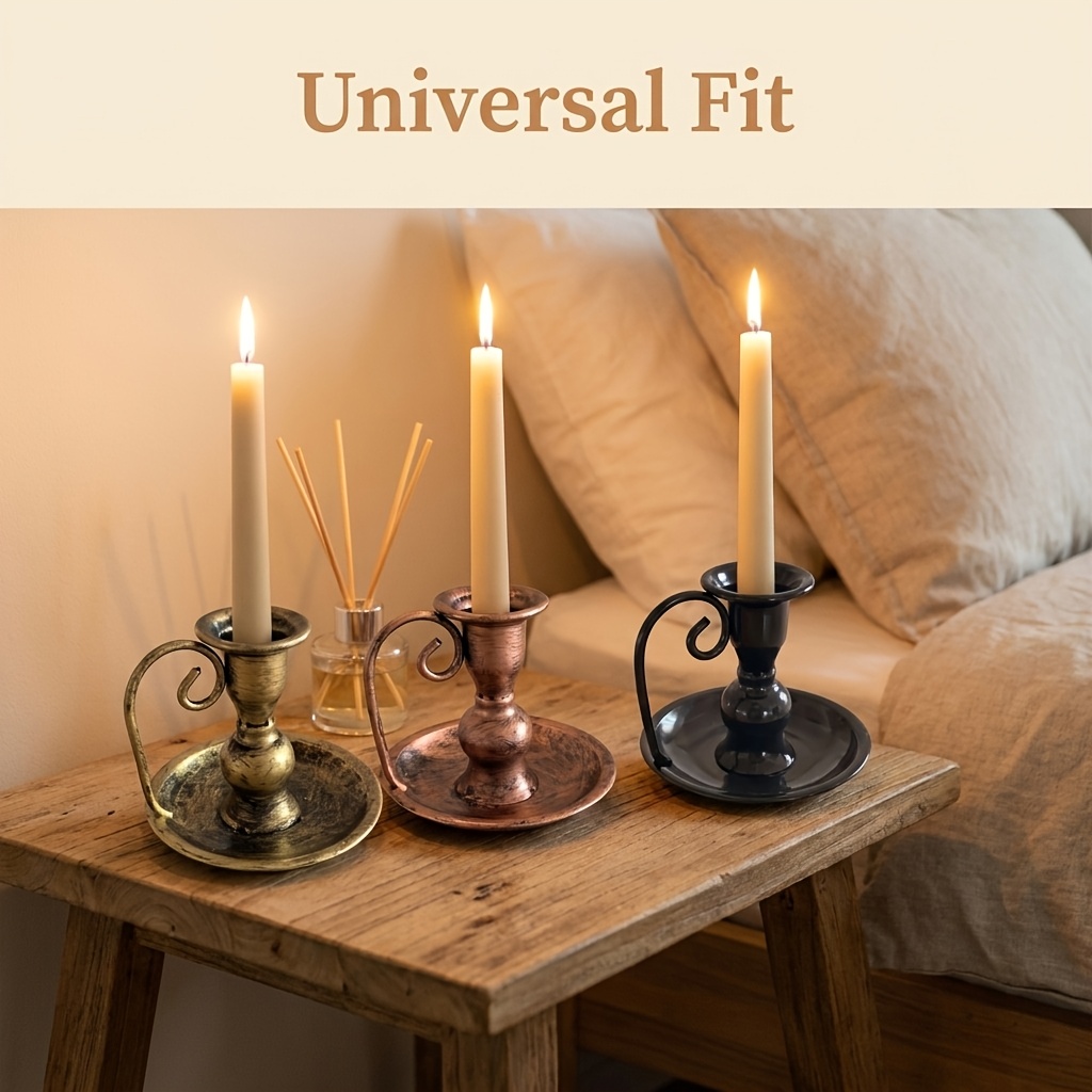 TEMU 1pc/3pcs Vintage Distressed Metal Candle Holder, Featuring A Vintage-style Weathered For An Authentic Retro Ambiance. Available In Multiple