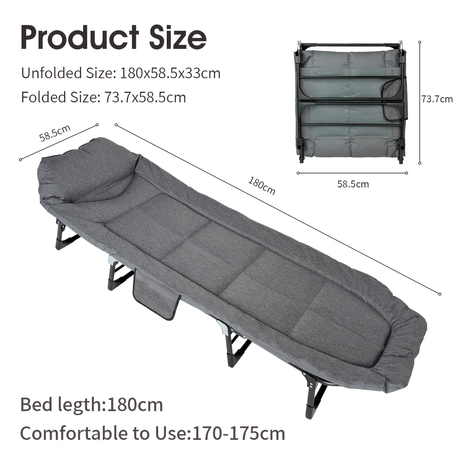 Image of 6-speed Adjustable Folding Bed, Folding Folding Bed, Patio Lounge Chair, Space-saving, Portable Patio Chair, Suitable For Patio Leisure Office Nap Use