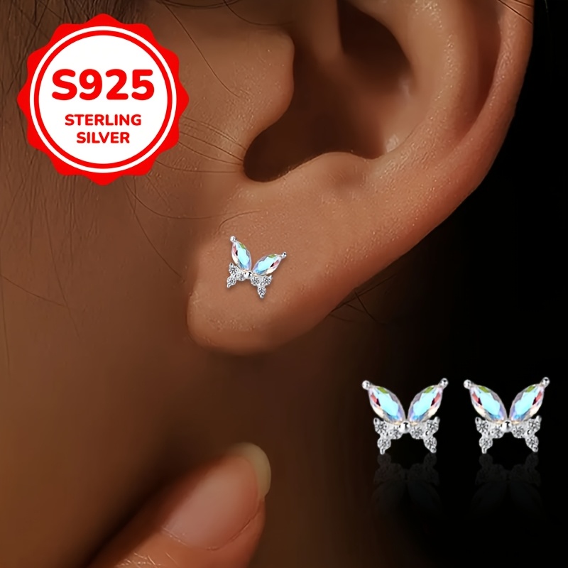 Butterfly S925 Silver Earrings Low Sensitivity 0.9g