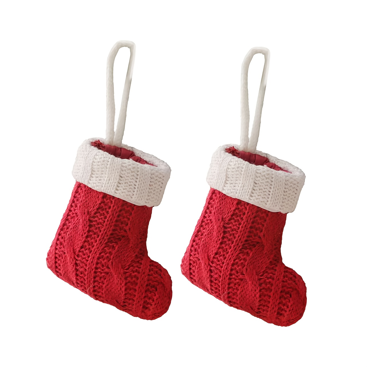2pcs Christmas Knitted Mini Stockings, Christmas Tableware Set, Christmas Stocking Decorations, Used As Christmas Tree Ornaments