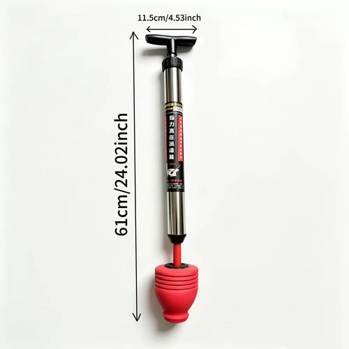 1pc stainless steel high pressure toilet plunger reinforced handle inflatable type suitable for clogged toilets bathrooms kitchen sinks and floor drains a practical household tool reusable