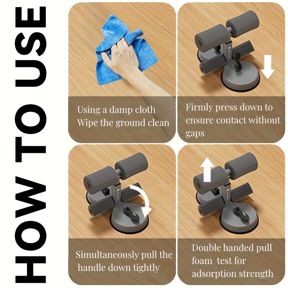 带有 2 个强力吸盘和可调式脚架的便携式仰卧起坐杆 - 用于腹肌、核心、手臂、腿部训练的张力绳健身器材 - 女性/男性的家庭健身房健身装备，防滑设计，小巧运动工具 商品详情 7