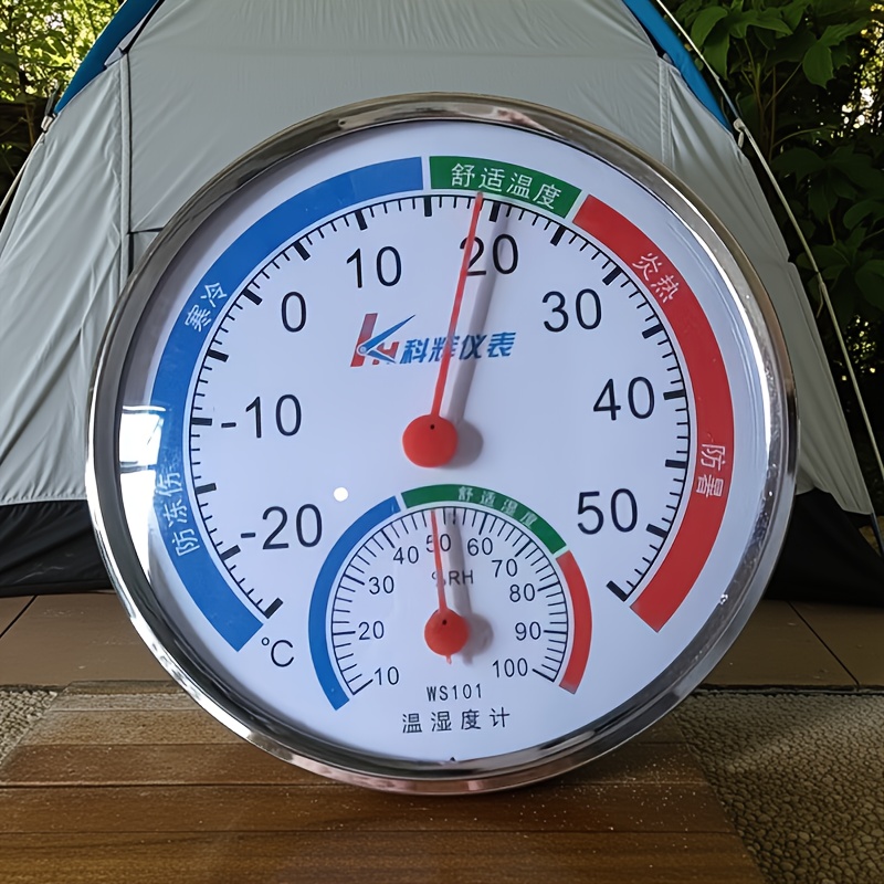 Compact Thermometer And Hygrometer -30℃ To 50℃ Temperature Range, 20%-100% Humidity Gauge, Easy-to-read Round Dial With Color Indicators, Wall Or Rack Mountable For Indoor/outdoor Use