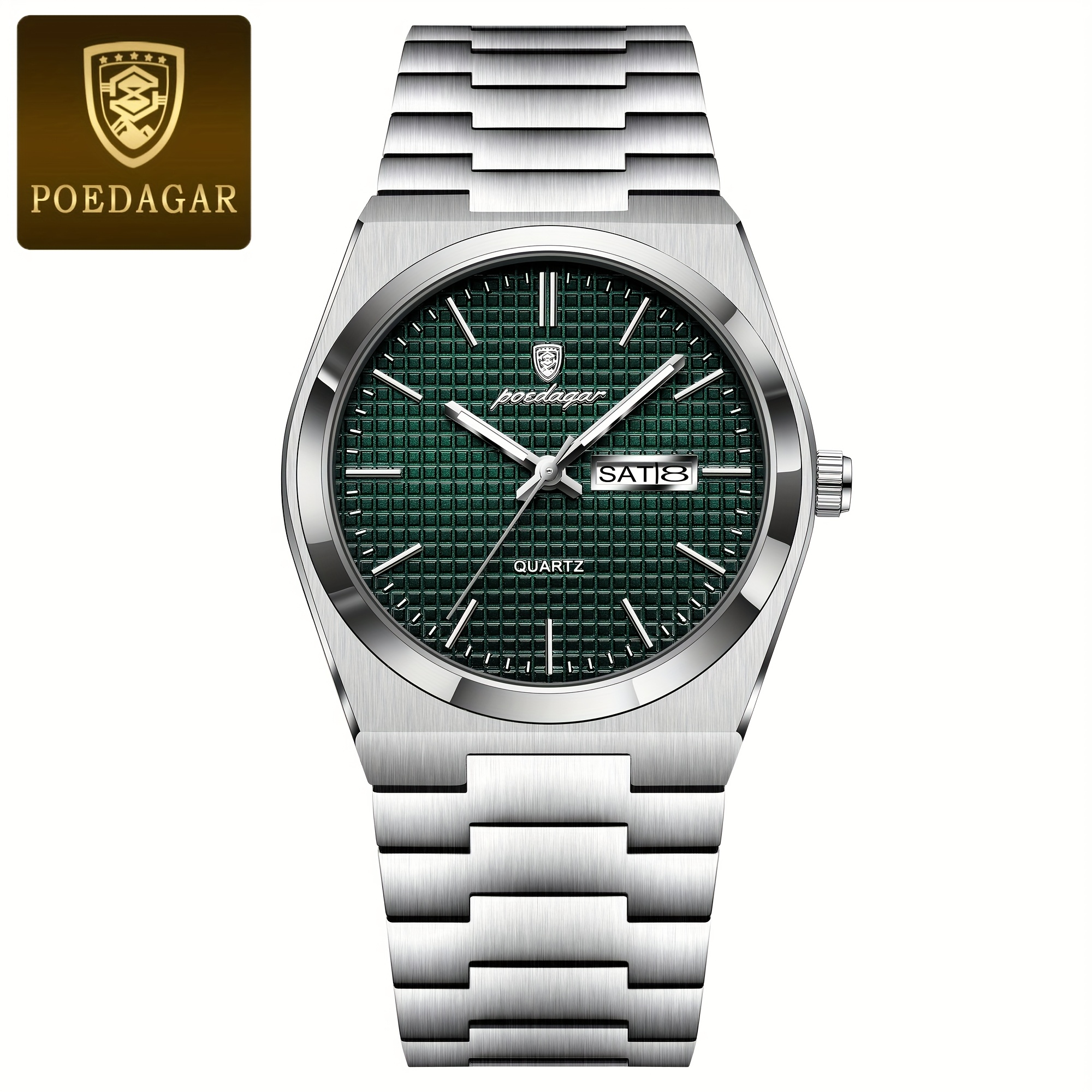   s business quartz watch with calendar week display and stainless   waterproof black dial date window fashionable   design for professionals