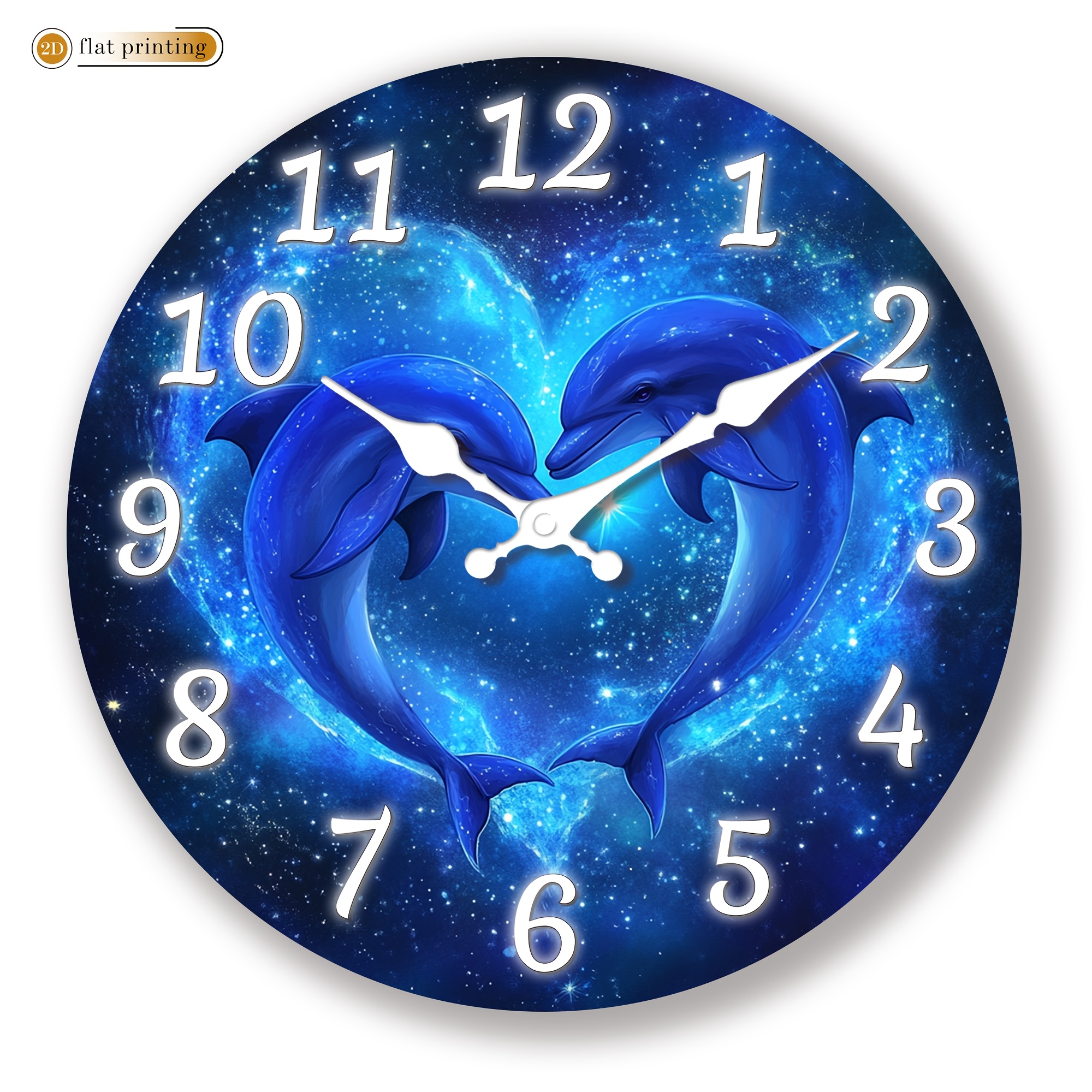 TEMU 1pc Wooden Home Silent Wall Clock, Creative , Heart Shape On - 2d Flat Printed Silent Clock, Suitable For Living Room And Bedroom Decoration,