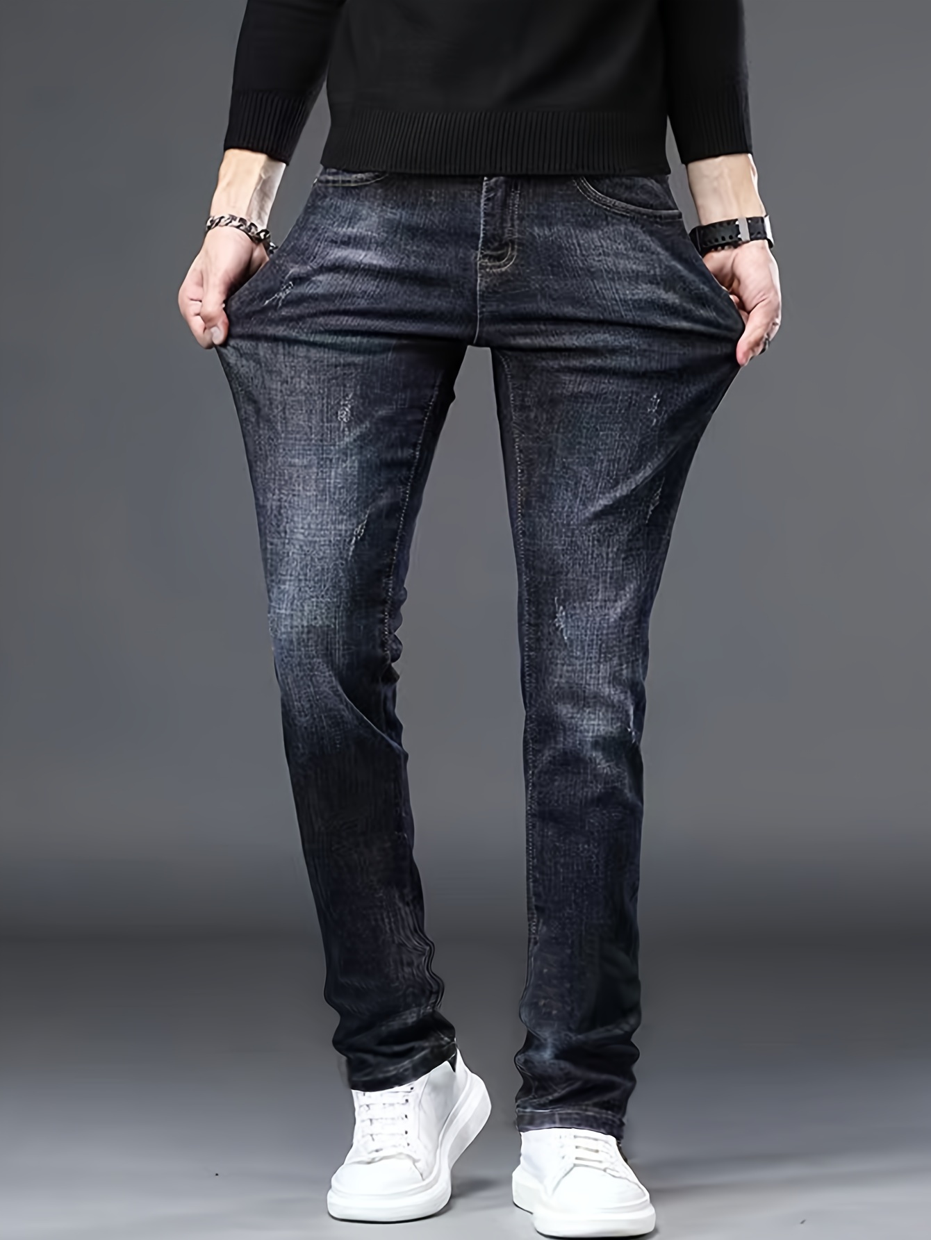 Heren Straight Leg Denim Broek, Heren Klassieke Ontwerp Jeans, Veelzijdig Voor Zakelijke En Casual Kleding 3