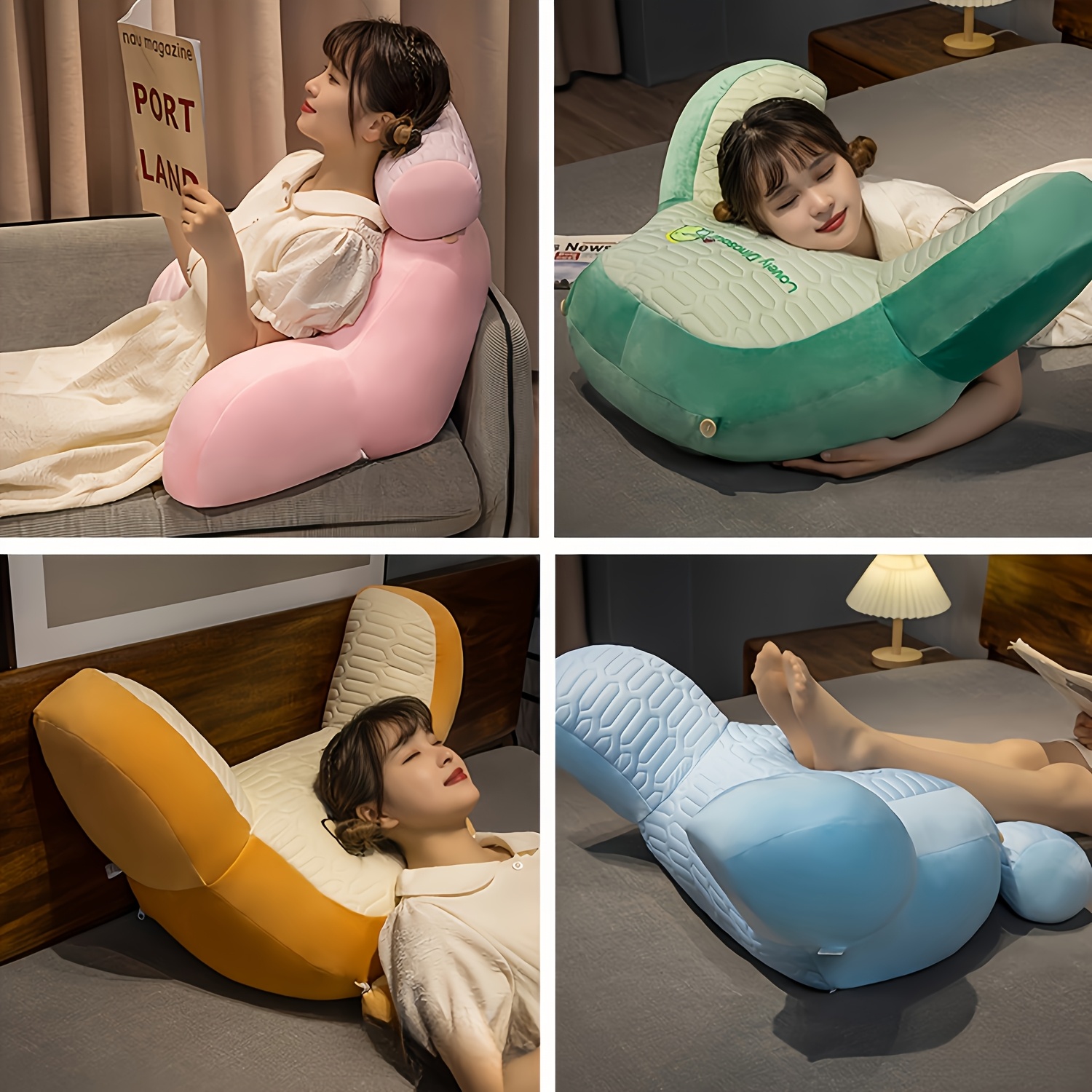 latex lumbar support pillow large backrest reading pillow office bedside sofa cushion bed backrest pillow for reading and phone use removable and washable soft cover pillow   in 6 colors Product details 0