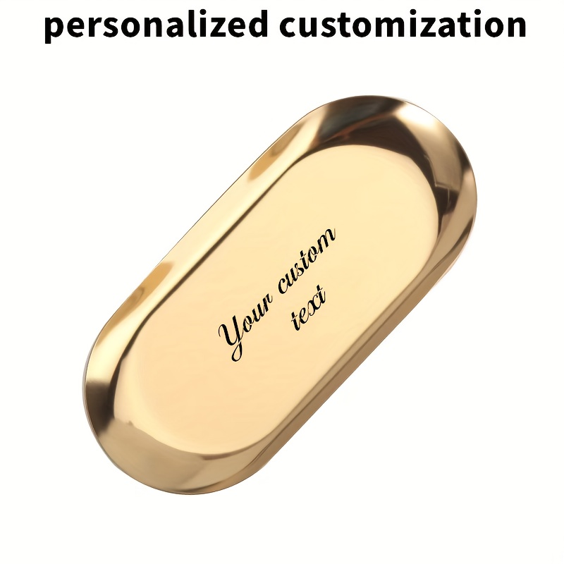 TEMU Custom Personalized Jewelry Tray, Oval Metal Plate With Custom Name