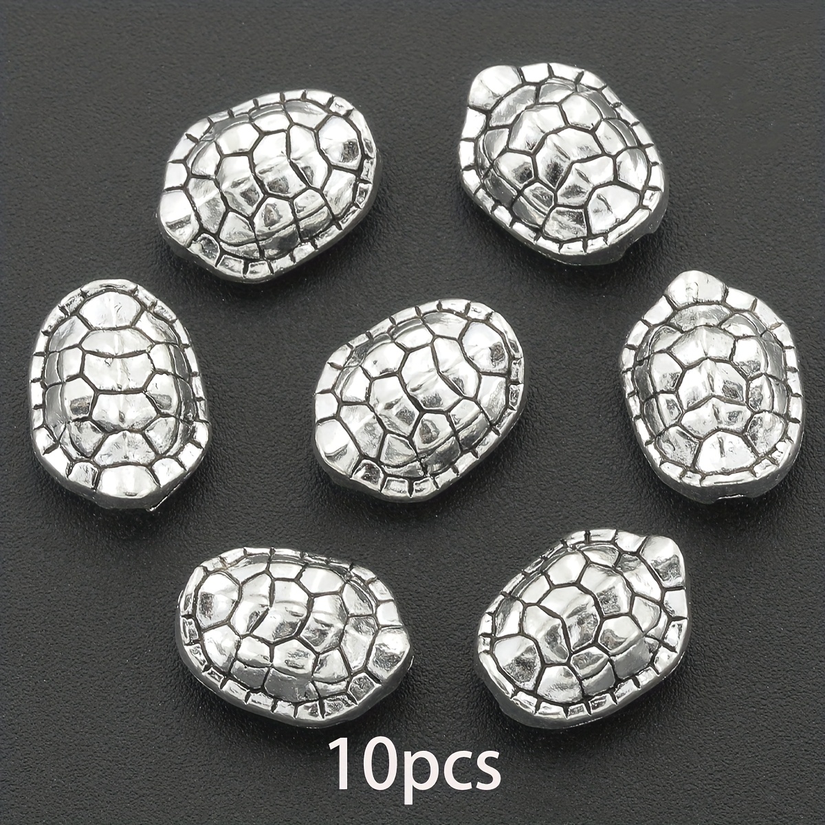 TEMU 10 pièces Perles d'Espacement de Carapace de Tortue, 12mm Perles d'Espacement en Alliage Écaille de Tortue Perforées, Perles Lâches à Motif
