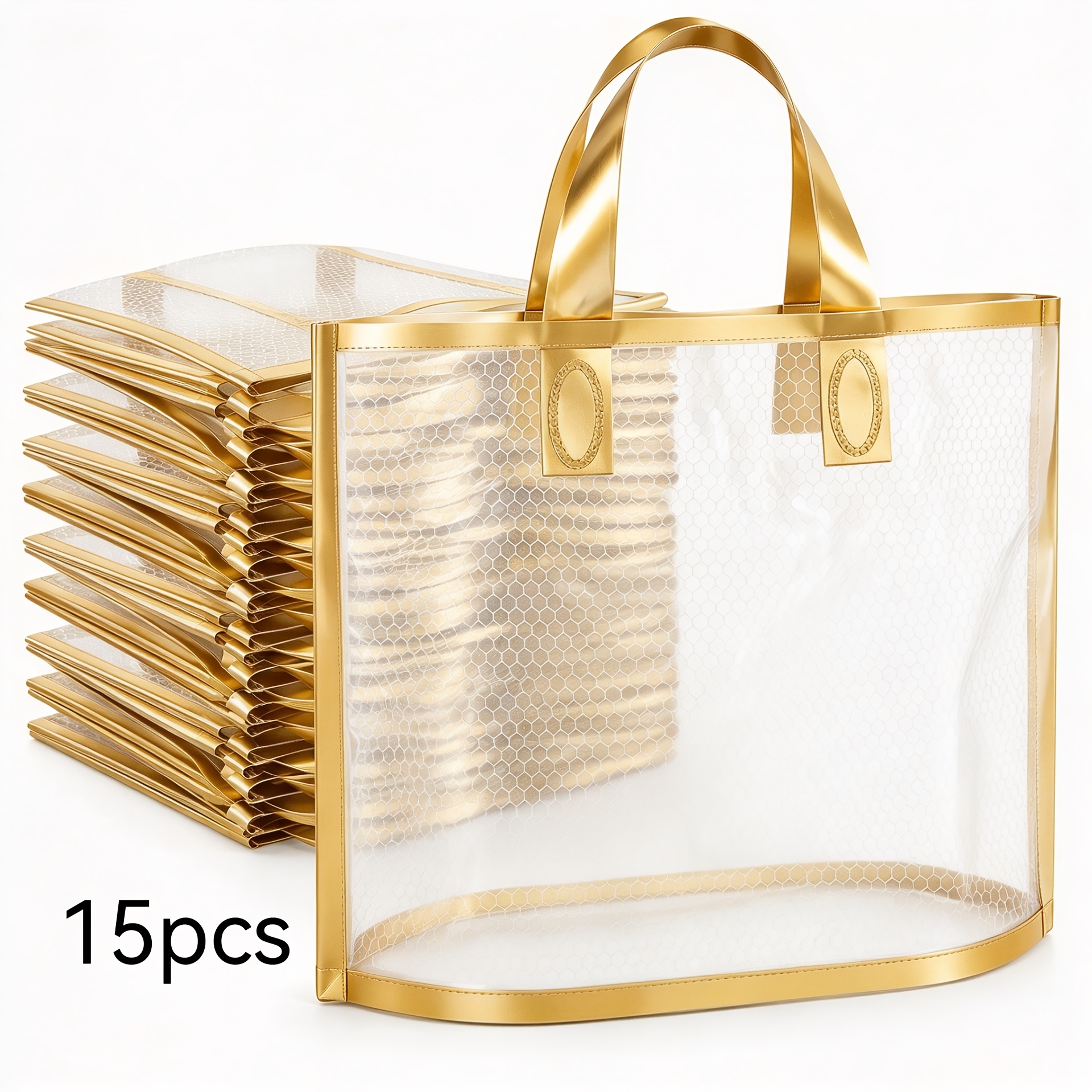 TEMU 15 bolsas de malla transparente para , bolsas de regalo comerciales con paneles de malla - Multiusos para tiendas minoristas, decoraciones para