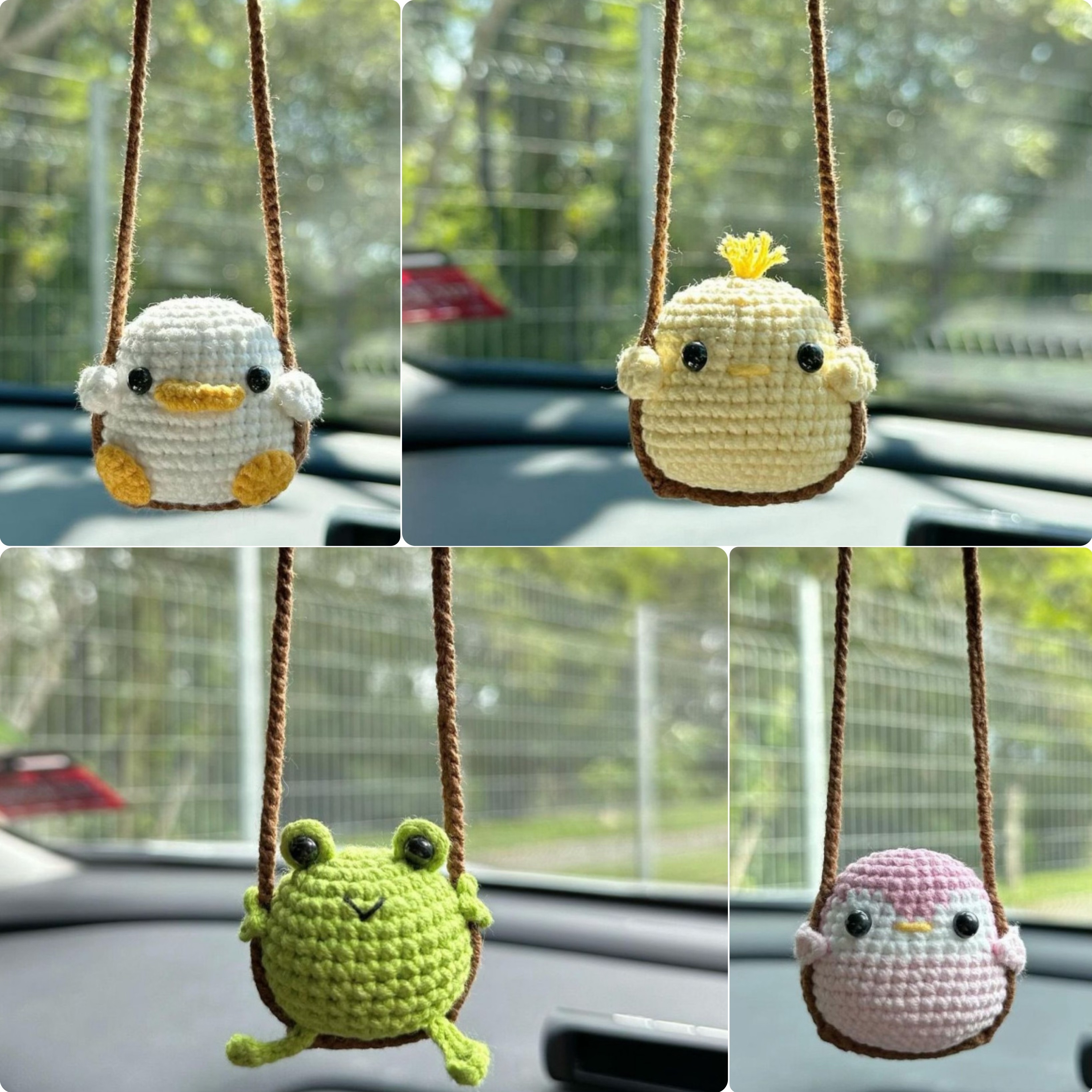 

New Handmade Crochet Cute Three-dimensional Swing Small Animal Car Accessories Women Charm Bag Decoration Pendant Rearview Mirror Charm Decoration Indoor Decor Holiday Gift