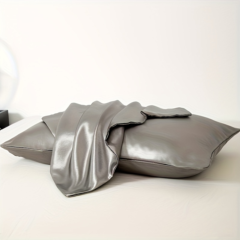 2pcs Easy Solid Color Satin Pillowcases, Soft And Comfortable, Suitable for All Seasons, Bedding Decoration, Holiday Gift