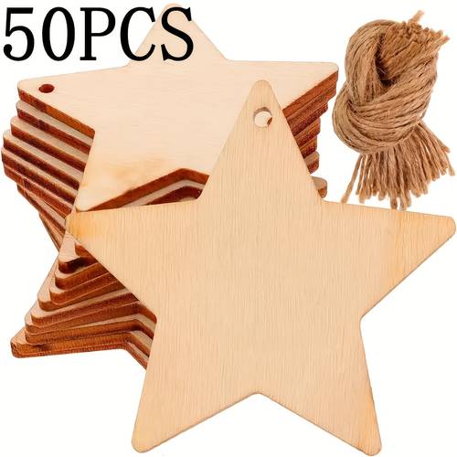 set di 50 pentacoli in legno vuoti con e corde di , per decorazioni domestiche e abbellimenti, per festività come natale, halloween, , , per creare unatmosfera festosa