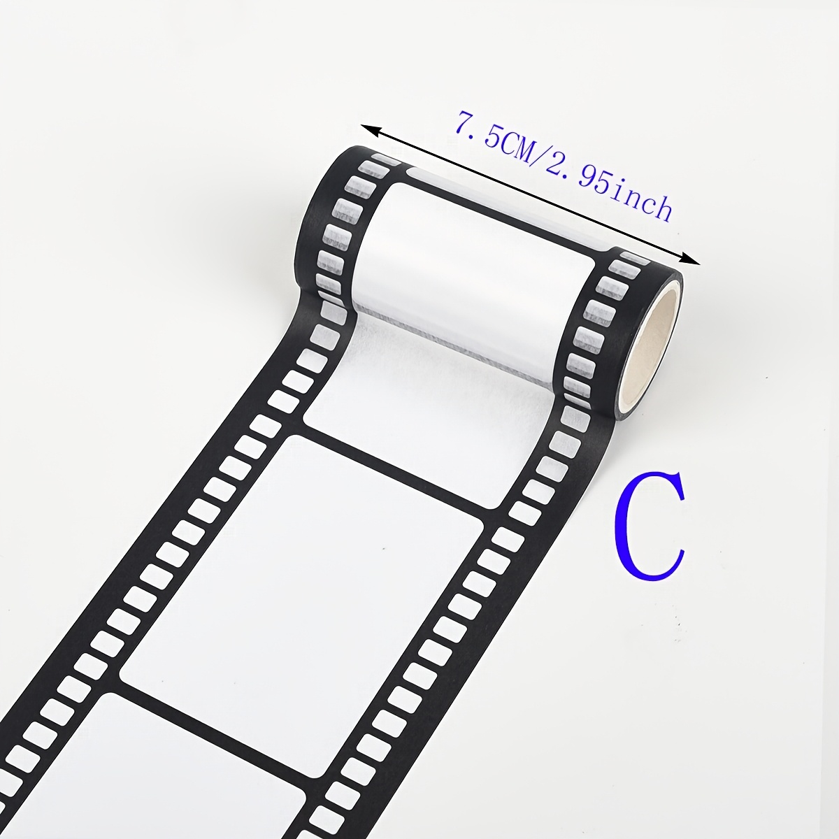 TEMU 1 Roll Vintage Film Strip Tape - Self-adhesive Reusable Washi Tape Suitable For Scrapbooking, Journaling, Diy Crafts - Retro Film Strip Washi