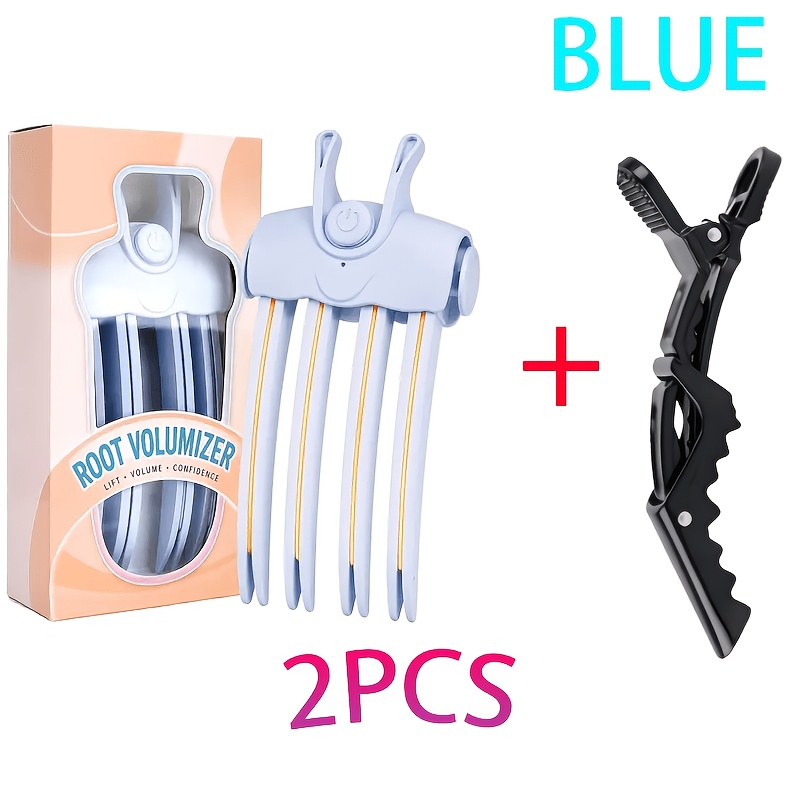 TEMU 2pcs-portable Hair Volumizer Comb Heated Hair Clip For High Lifting Wireless Hair Thickener For Thin Hair Quick Volume Styling Tool For Fluffy