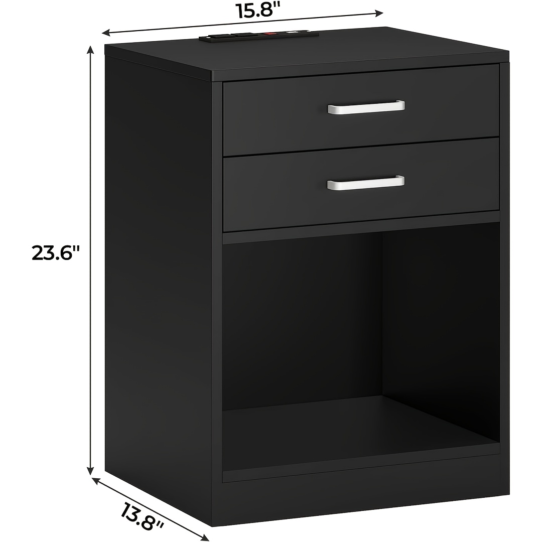 Nightstands Set Of 2, White Night Stand With Charging Station & Drawers, Night Stands For Bedroomsy For Hallway & Living Room